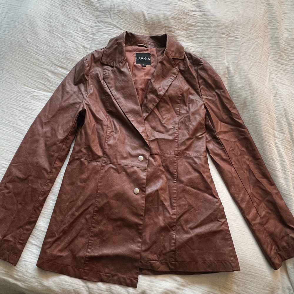 Like new I am gia brown leather blazer jacket